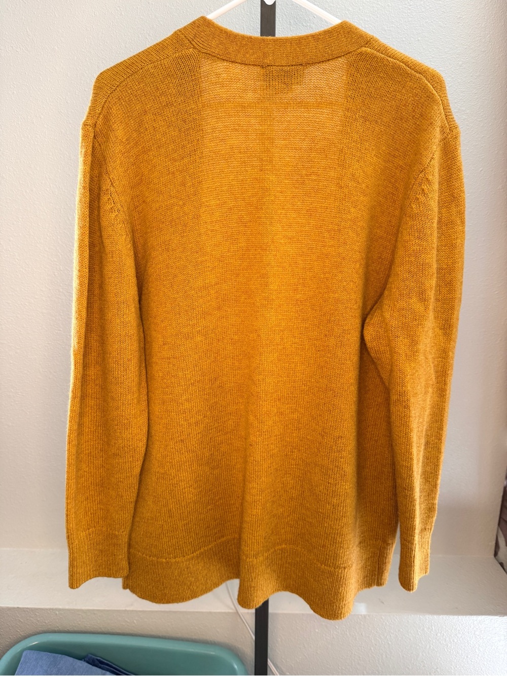 Pendleton Mustard Open-Front 100% Wool Pocket Cardigan - Picture 3 of 3